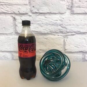 Handmade Infinity Knot Twisted Glass Mid Century Modern Style Aqua Teal